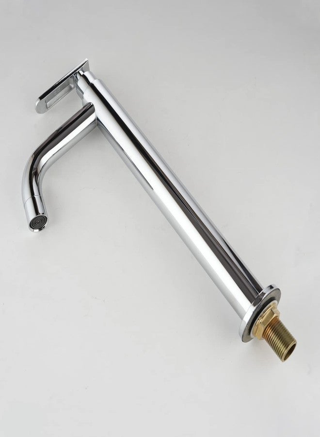 SPAZIO صنبور عمودي طويل من سلسلة SPAZIO Slim SS-304، ذو فوهة طويلة وجسم بارتفاع 12 بوصة، مطلي بالكروم، ربع دورة، عبوة من قطعة واحدة - Image 4